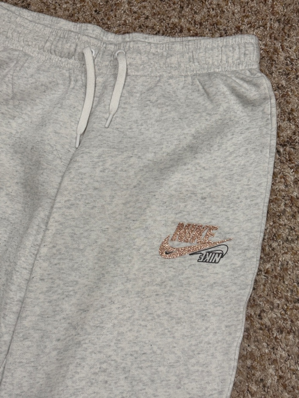 Nike Club Crewneck Fleece Sweatshirt / Sweatpant Rose Gold Glitter Set - Picture 8 of 12